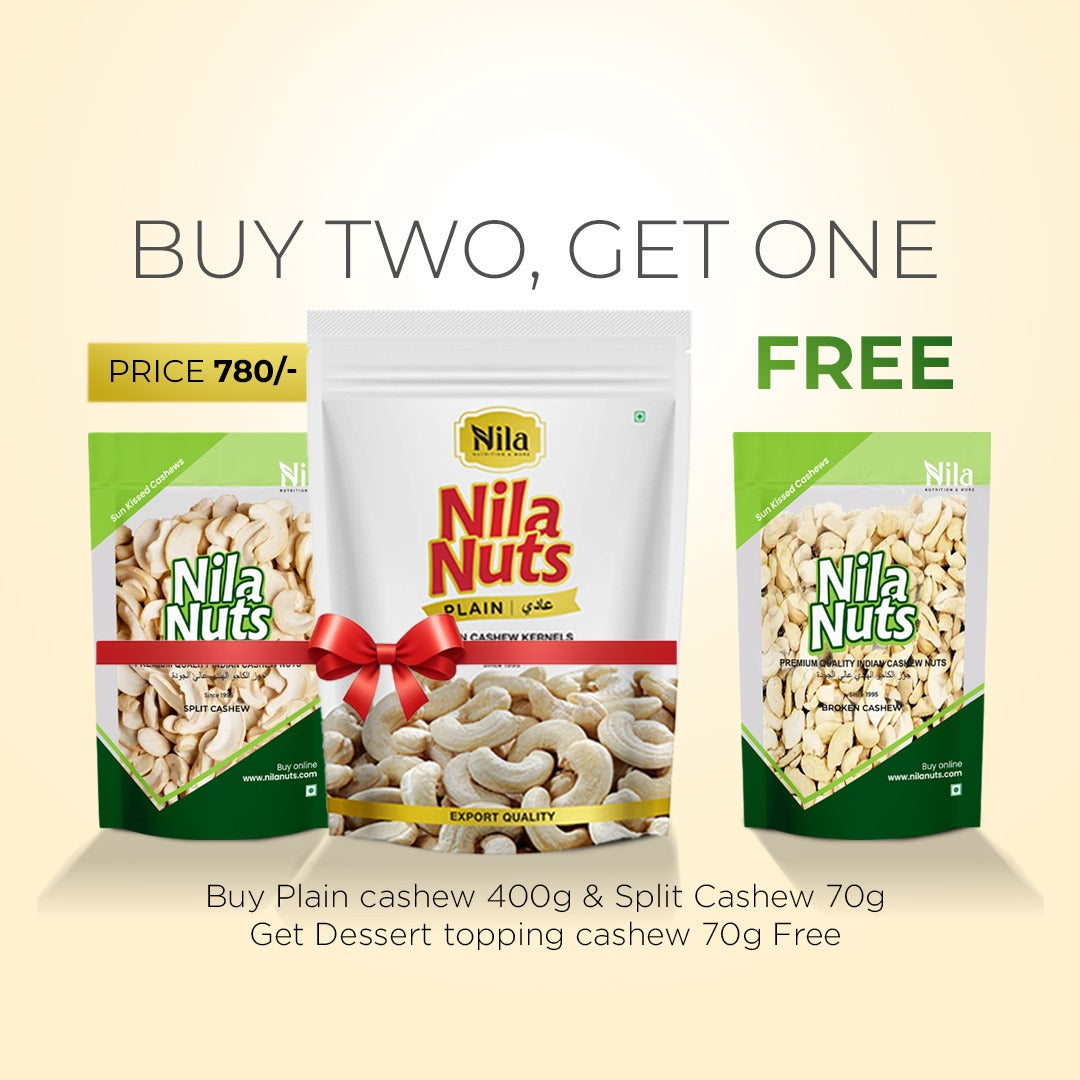 Onam Special Combo Pack- 400g Plain Cashews + 70g Split and free Dessert Topping 70g